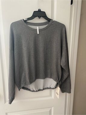 Fabletics Charcoal Gray Cropped Pullover Sweatshirt